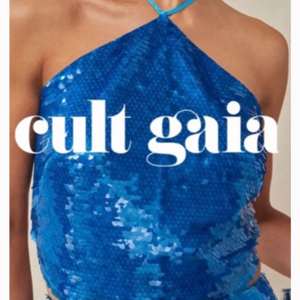 Cult Gaia Blue Sequin Crop Top